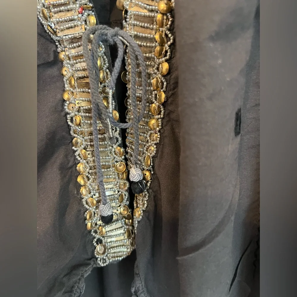 Free People Jasmine Black Embroidered jacket SZ XL - Picture 7 of 8